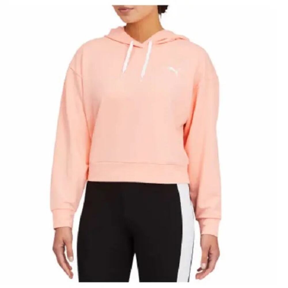PUMA Women's Amplified Cropped Hoodie in Apricot Blush- L